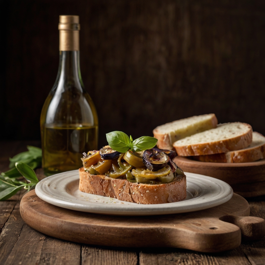 Foto delle bruschette rustiche con melanzane alla brace