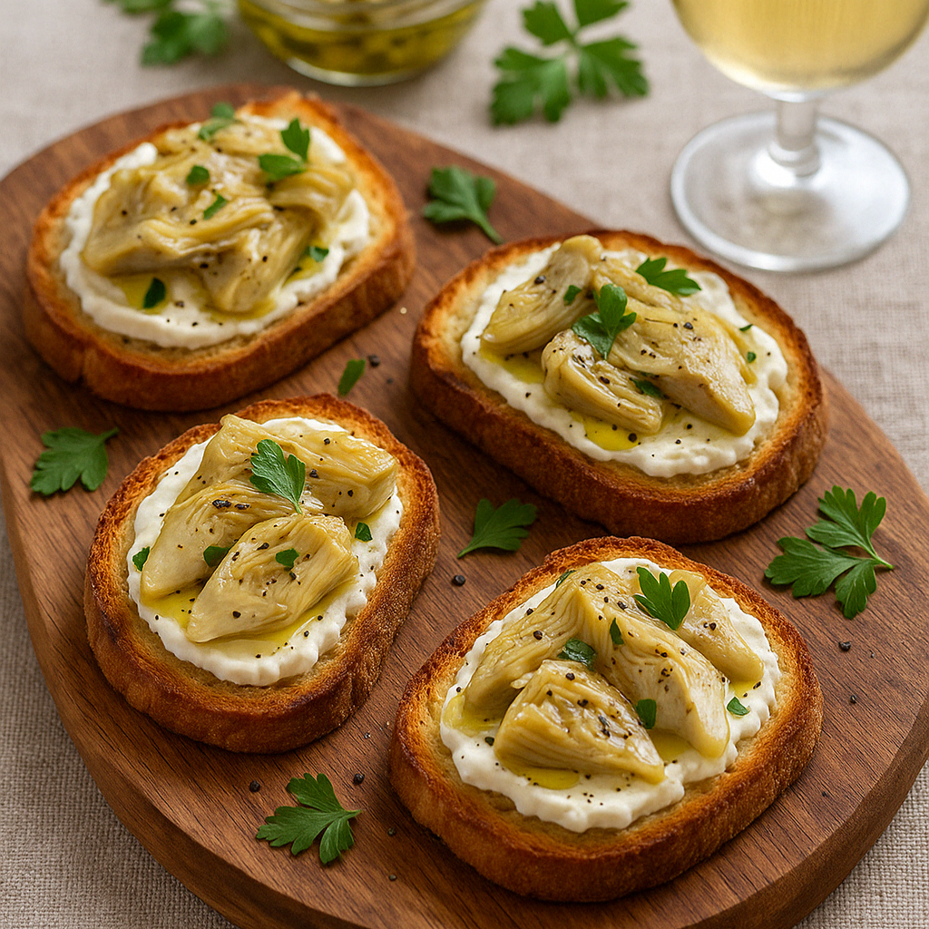 Foto delle tartine con carciofi e crema di formaggio